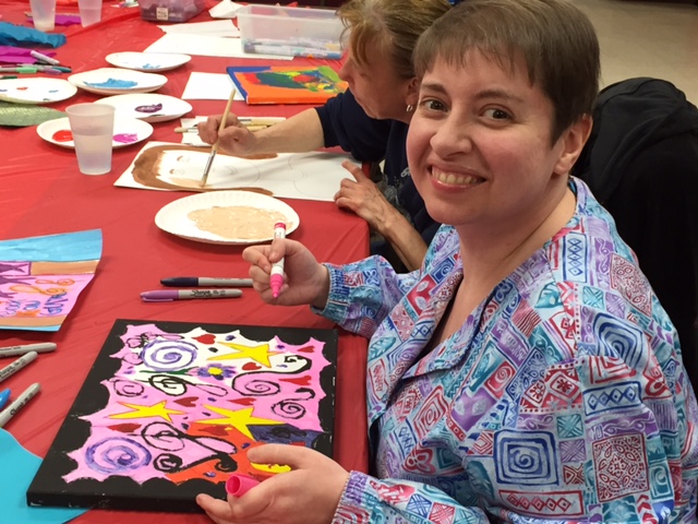 Sherri making art