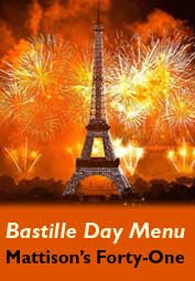 Bastille Day Menu at Mattison's Forty-One in Sarasota, Florida just across the bridge from Siesta Key
