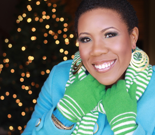 Melinda Doolittle with Christmas tree
