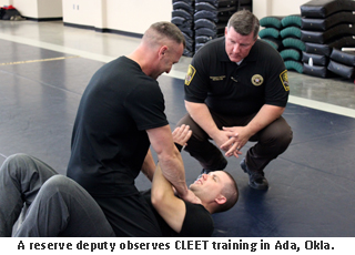 A reserve deputy observes CLEET training