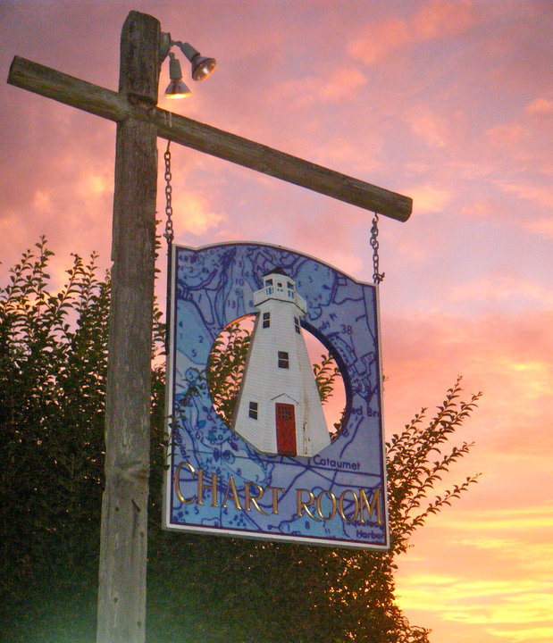 Chart Room Sign at Sunset