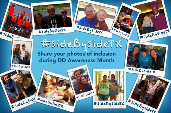 photo showing photos of inclusion for #SideBySideTX campaign for DD Awareness month