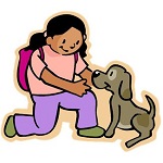girl and dog