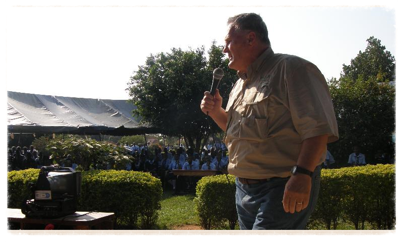 David Stockwell, speaking at Ugandan high school