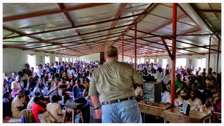 David speaking to Ugandan students.