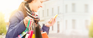 woman looking at phone