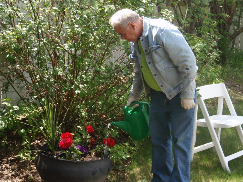 Henry tends Pilgrims Garden