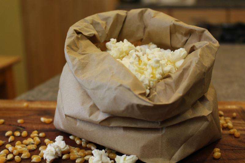 Pop your popcorn in a brown paper bag.