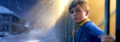 A boy, on the steps of a train, looking back home