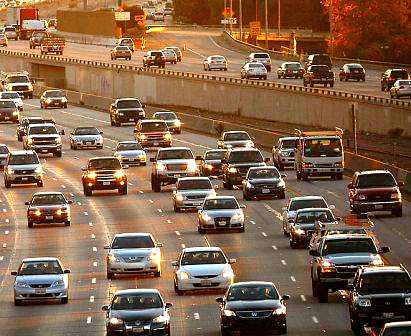 Traffic moving along a US Interstate Highway