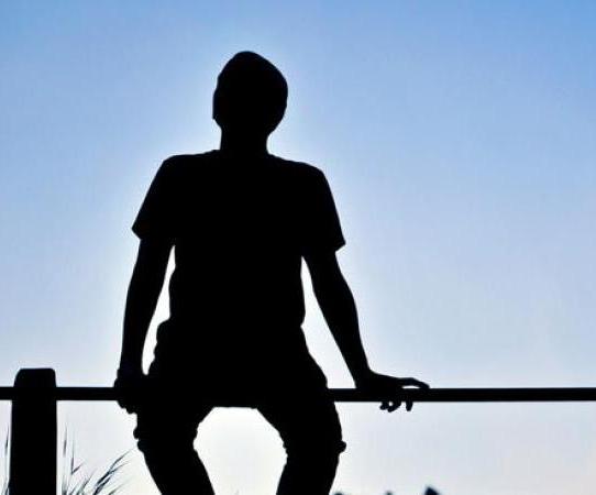 Silhouette of a man on a fence