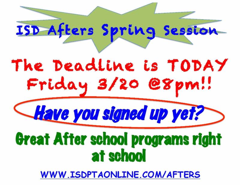 spring 2015 afters deadline
