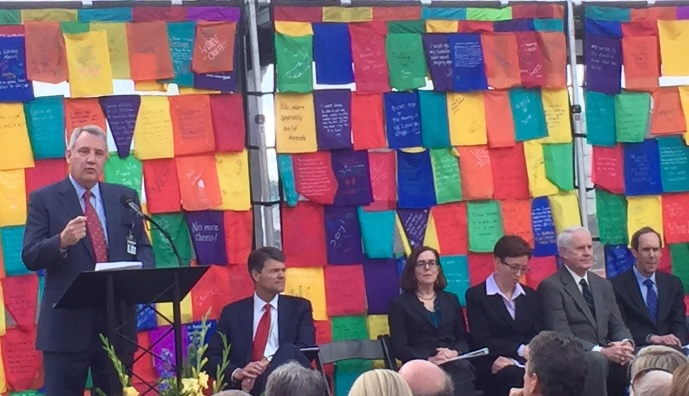 Joe Robertson MD_ MBA at speaking at OHSU_s ground breaking ceremony