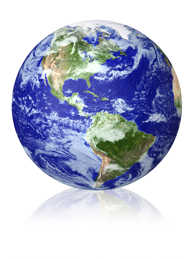 Earth globe cloud map. View of the planet from space. Side of the North and South America. The Earth texture of this image furnished by NASA. http visibleearth.nasa.gov view.php id 57735