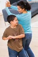 Mother dancing with son