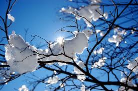 blue sky melting snow