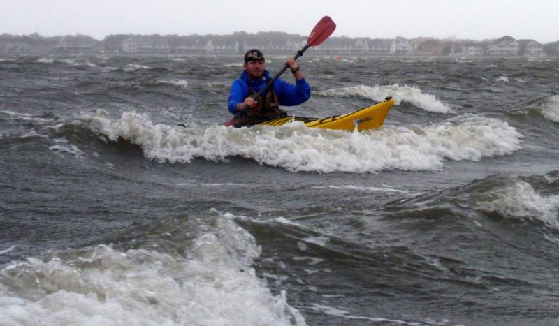 Josh paddling in wind