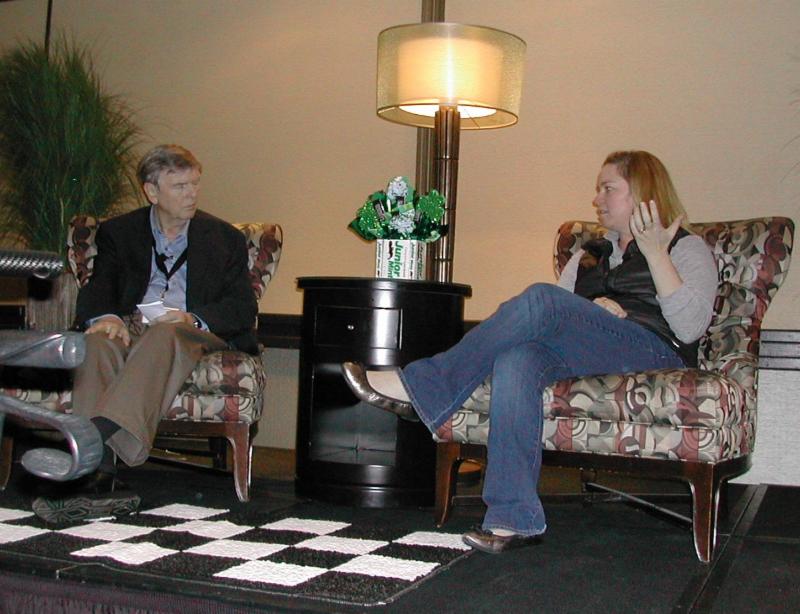 Track Historian Donald Davidson interviews former driver Sarah Fisher