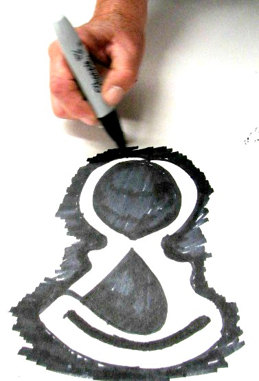 negative space drawing w hand