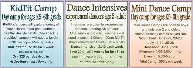 Make plans to attend KidFit camp, mini dance camp, Pom camp and dance Intensives this summer at SIM! #dance #fitness #summeratSIM #starsinmotion