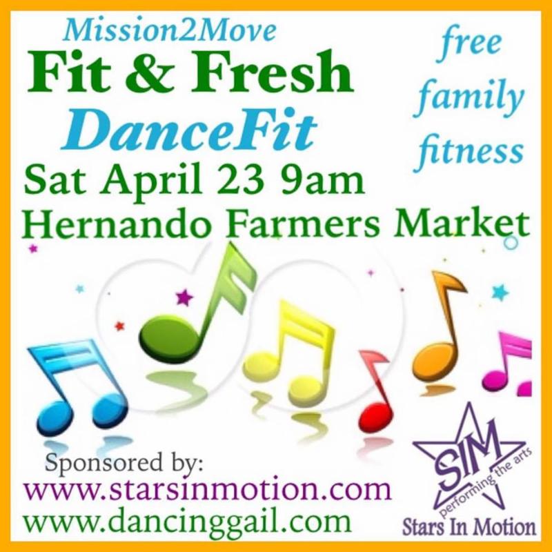 Fit & Fresh at the #hernandofarmersmarket begins April 23! Join us for #DanceFit - it's free and fun for the whole family! #fitness #family #fun  Sponsored by @starsinmotion and  @gdance4life