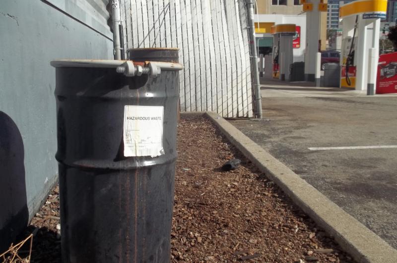 Improperly stored hazardous waste