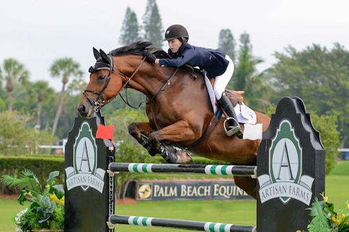 At only 15 years of age, Lucy Deslauriers of the United States topped the 2015 Artisan Farms Under 25 Grand Prix Series riding Hester.  Photo Credit - Starting Gate Communications