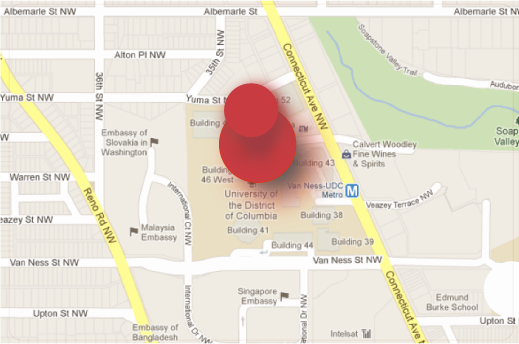 Google Map that links to the University of the District of Columbia