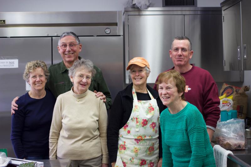 Kitchen Crew Sherry, Bob, Helga, Peg, Corinne, and John