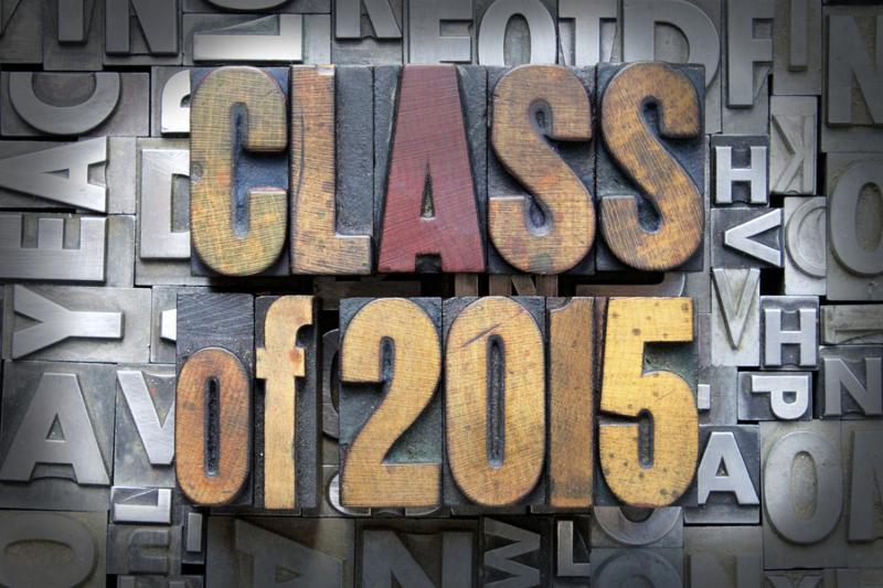 Class of 2015 written in vintage letterpress type