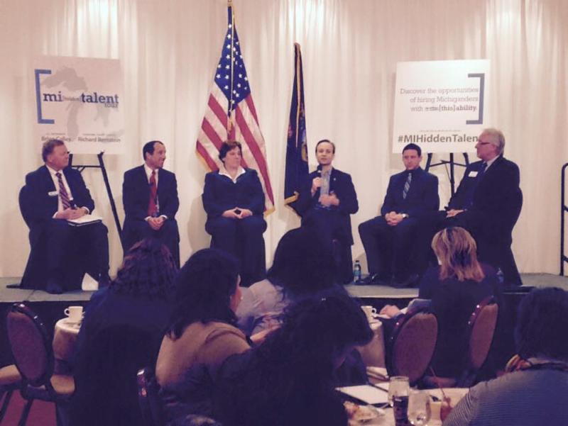MI Hidden Talent tour with Lt. Governor Calley, Justice Bernstein, Bob VanDeventer, Barbara Gibson, Greg Pollock, and David Emmel.