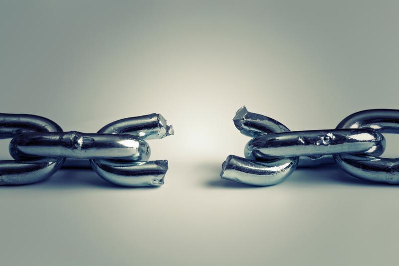 conflict in business concept with broken chain
