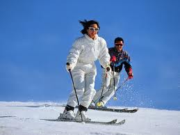 Couple Skiing