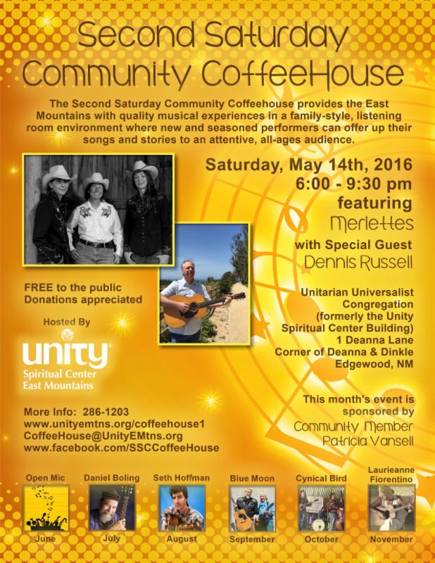 Dennis Russell opens for Merlettes at Second Saturday Community CoffeeHouse