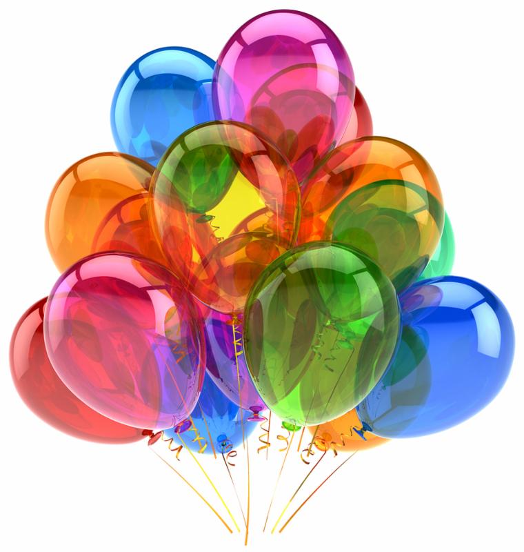 Balloons party birthday balloon decoration colorful translucent. Happy joy fun positive good emotion concept. Holiday anniversary retirement celebration icon. 3d render isolated on white background