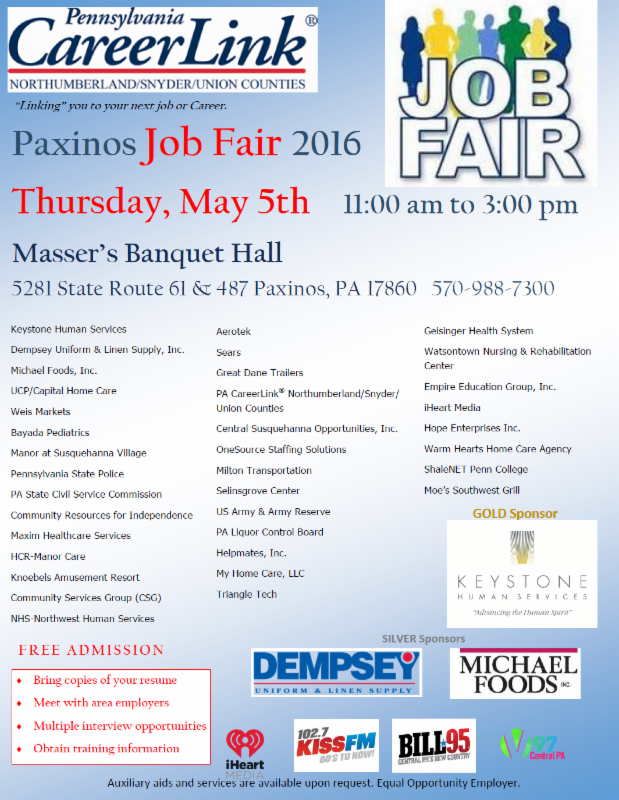 Job Connection PA CareerLink® N/S/U 5/03/2016