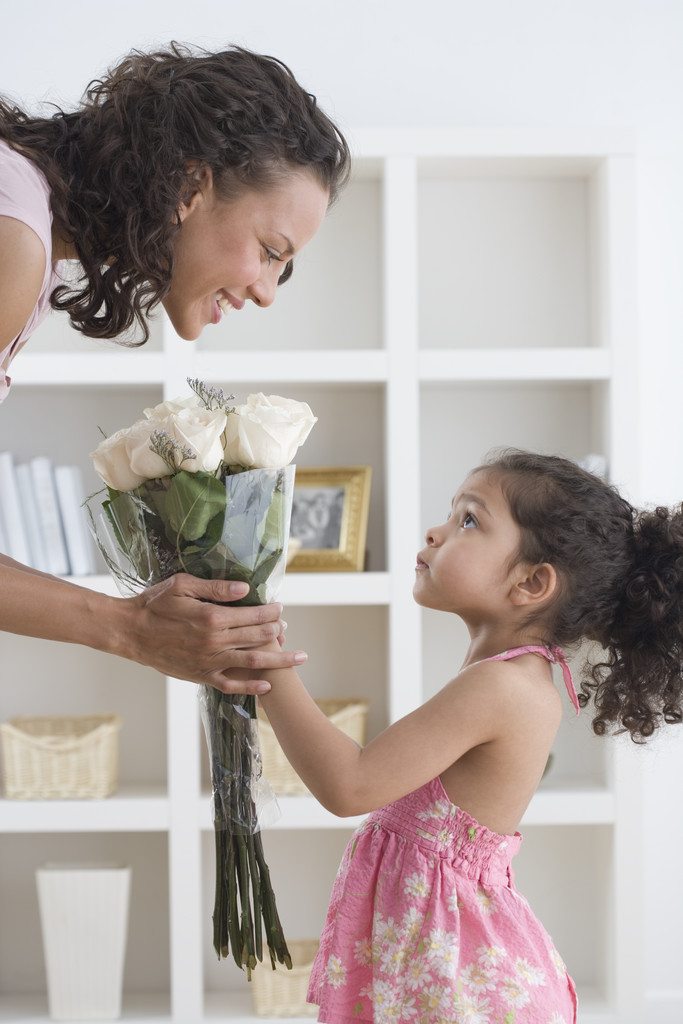 Mother Daughter with Flowers