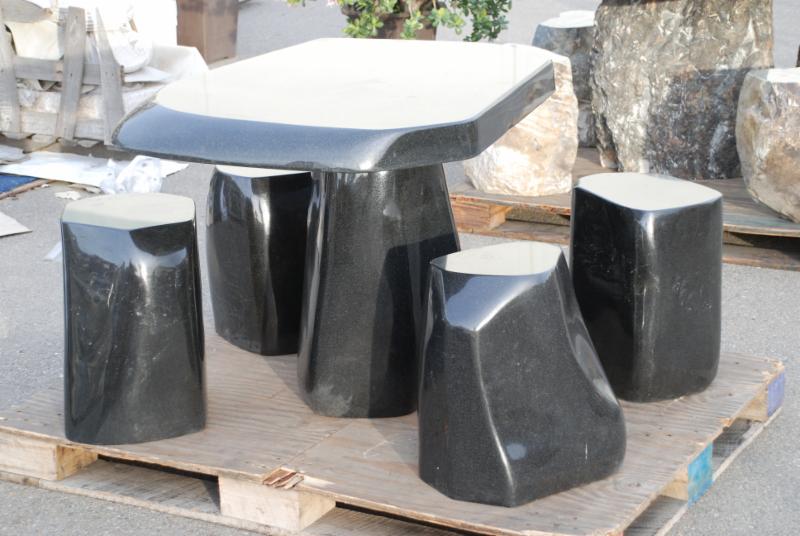 All polished black granite table