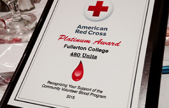 American Red Cross presents the Platinum Award to Fullerton College