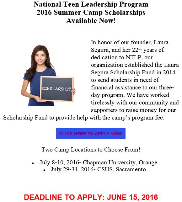 NTLP Summer Camp Scholarships - Apply by June 15 