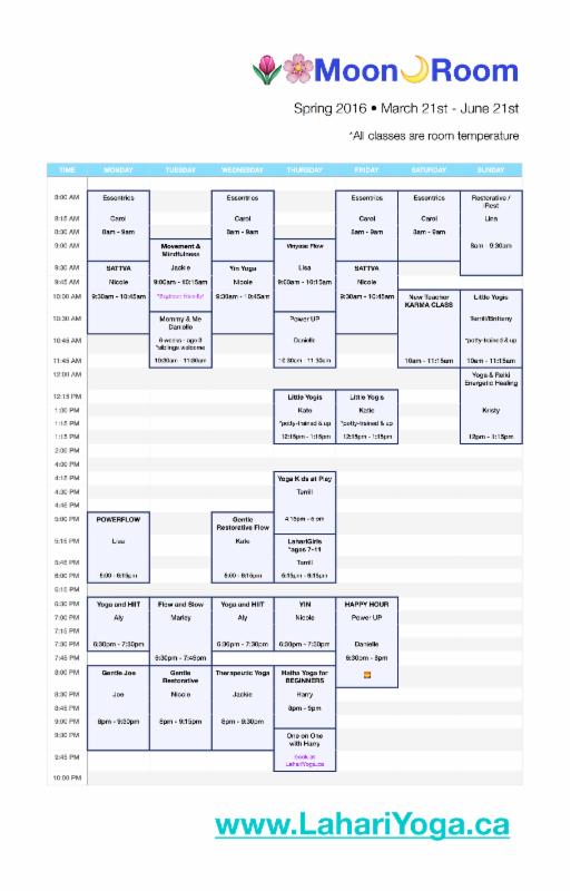Moon Room Schedule