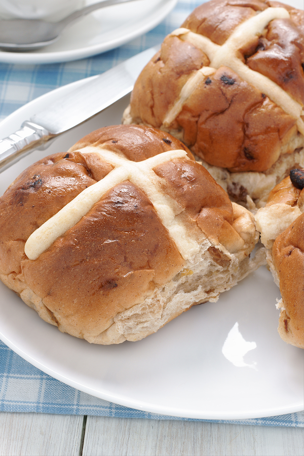 Hot Cross Buns traditionally eaten hot or toasted during Lent