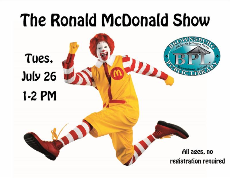 ronald mcdonald show july 26 1 pm