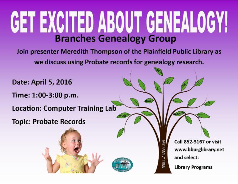 branches genealogy group april 5 1 pm probate records