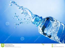 Bottle of water with water spewing out the top