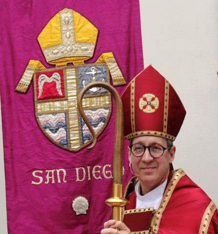 Bishop Mathes and Diocesan Banner