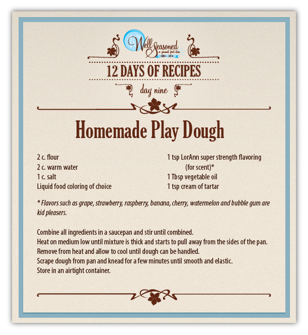 Play Dough - Day 9 of our 12 days of Recipes.