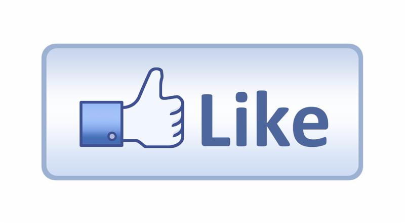 Thumb up hand with like text on button. Isolated on white.