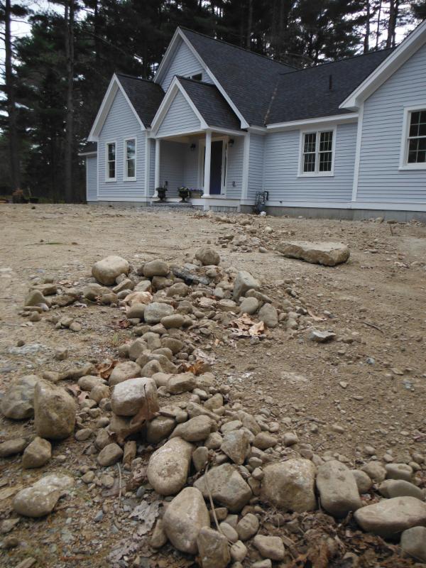 Digging a foot-deep trench for a light pole pulled up these rocks