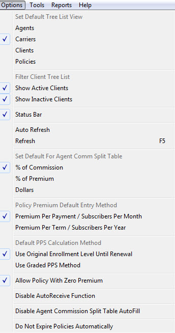 New Options Tab